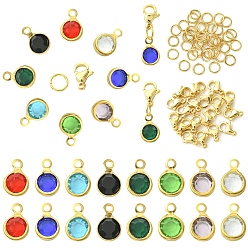 (52) Непрозрачная лаванда 40 шт. 304 подвески из нержавеющей стали, плоские круглые граненые, с 40 шт. 304 соединительными кольцами из нержавеющей стали, разноцветные, 9.5x6.5x2 мм, отверстие : 1.5 мм