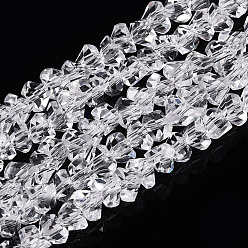 Прозрачный Прозрачные стеклянные бусины, треугольные, граненые, прозрачные, 3~3.5x4~4.5x4~4.5 мм, отверстие : 0.8 мм, около 121~131 шт / нитка, 14.37~15.35 дюйм (36.5~39 см)