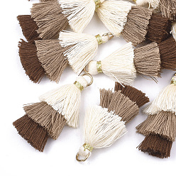 Разноцветный Кулон с кисточкой из поликоттона (полиэстер), с железной фурнитурой, золотые, красочный, 39~40x19~26x6~7 мм, отверстие : 4 мм