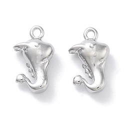 Платинированный Латунь прелести, без кадмия, без никеля и без свинца, дракон, Реальная платина, 11x6.5x4 мм, отверстие : 1 мм