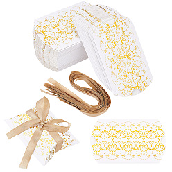 Gold Paper Pillow Boxes, with Satin Ribbon, Gold, 8.9x6.2x2.55cm