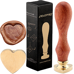 Сердце Сырая (непокрытая) восковая печать латунный пустой штамп, с ручкой из грушевого дерева, для diy scrapbooking, фотоальбом декоративный, изготовление карт, штампы, сердце, 24x25x14 мм, внутренний диаметр: 7 мм