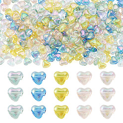 (52) Непрозрачная лаванда 250 шт 5 цвета прозрачные акриловые бусины, AB цвет, сердце, разноцветные, 6x7x3.5 мм, отверстие : 1.2 мм, 50 шт / цвет