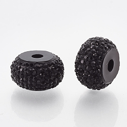 Black Resin Rhinestone Beads, Rondelle, Black, 8x4.5mm, Hole: 1.8mm