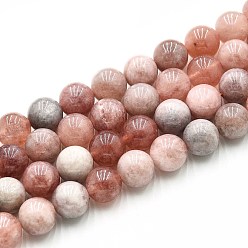 Темный Лосось Природного кварца нитей бисера, окрашенные, круглые, имитация солнечного камня, темный лосось, 10~10.5 мм, отверстие : 1~1.2 мм, около 37~38 шт / нитка, 14.76~15.16 дюйм (37.5~38.5 см)