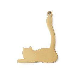 Настоящее золото 18K 304 подвески из нержавеющей стали, подвески в форме кошки, реальный 18 k позолоченный, 29.5x21.5x1.5 мм, отверстие : 1.5 мм