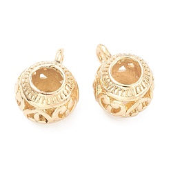 Real 14K Gold Plated Alloy Tube Bails, Loop Bails, Bail Beads, Cadmium Free & Lead Free, Rondelle with Heart, Real 14K Gold Plated, 14.5x9.5x11.5mm, Hole: 1.8mm