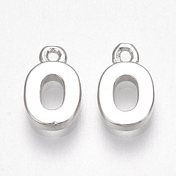 Letter O Brass Charms, Letter, Nickel Free, Real Platinum Plated, Letter.O, 8.5x5x1.5mm, Hole: 0.8mm