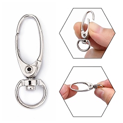 Platinum Iron Swivel Snap Hooks Clasps, Jewelry Findings, Platinum, 37x13.5mm, Hole: 10x5mm