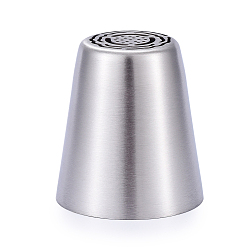 Stainless Steel Color Non-Tarnish Floral Stainless Steel Russian Piping Tips, Cake Decorating Tips, for Cupcake Cookies Birthday Party, Stainless Steel Color, 40.5x37mm, Inner Diameter: 35mm