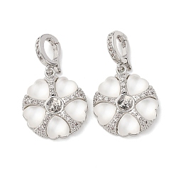 Платина Латунный микро-паве кубический цирконий, плоско-круглые, с оболочкой, за половину пробурено бисера, стойки покрытие, долговечный, платина, 30 мм, штифты : 0.7 мм