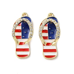 Shoes Подвески из сплава с эмалью ко дню независимости, с кристально горный хрусталь, золотые, вьетнамки, 32x14x7 мм, отверстие : 1.8 мм