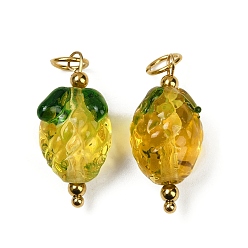 Mango 304 нержавеющая сталь с подвесками ручной работы в технике лэмпворк, фруктовые темы, с целью перехода в кольце, манго, 24x11x10.5 мм, отверстие : 4.5 мм