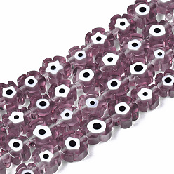 Серо-розавый Бусы лэмпворк ручной работы, цветок с сглаза, увядшая роза, 6~7x6~7.5x3 мм, отверстие : 0.7 мм, около 63~65 шт / нитка, 15.75 дюйм ~ 15.94 дюйм (40~40.5 см)