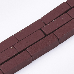 Коричневый Окрашенного распылением немагнитных синтетических нитей гематита бусы, кубоид, коричневые, 13x4x4 мм, отверстие : 0.5 мм, около 30 шт / нитка, 15.7 дюйм