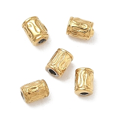 Настоящее золото 18K 304 из нержавеющей стали бусы, цилиндр, ионное покрытие (ip), реальный 18 k позолоченный, 3.5x3.5x4.8 мм, отверстие : 1.4 мм