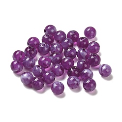 Purple Imitation Jade Acrylic Beads, Round, Purple, 8mm, Hole: 1.8mm, about 1886pcs/500g