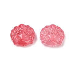 Малиновый Прозрачные стеклянные бусины, Пекинская опера маски, спекающийся лак, малиновый, 17x18x8 мм, отверстие : 1.2 мм