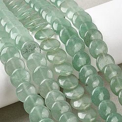 Зеленый Авантюрин Естественный зеленый авантюрин бисер нитей, плоско-круглые, 10x3~3.5 мм, отверстие : 0.7 мм, около 50 шт / нитка, 16.06'' (40.8 см)