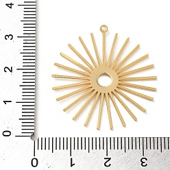 Sun Brass Pendant, Real 18K Gold Plated, Sun, 32x30x0.8mm, Hole: 1.2mm