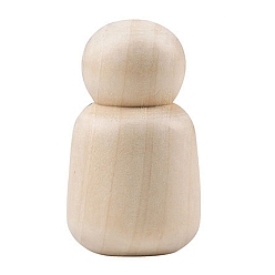 Цвет Древесины Незаконченные деревянные куклы, деревянные пустые колышки, для детского творчества поделки с игрушками, деревесиные, 4x6.8 см