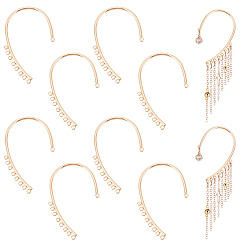 Light Gold 8шт. латунные ушные манжеты, альпинистская обертка вокруг непроникающих сережек с горизонтальными петлями, золотой свет, 55x36x2 мм, отверстие : 1.8 мм