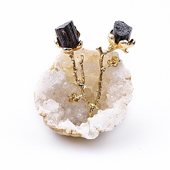 Турмалин Натуральный цветок турмалина с украшениями из натурального агатового жеода, фигурка для украшения дома, энергетический камень рейки для исцеления, 50~80 мм