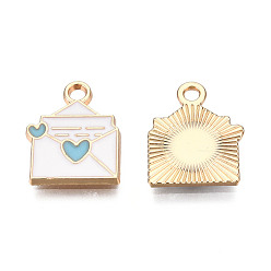 Небесно-голубой Подвески из эмали и сплава, золотой свет, буквы, голубой, 15.5x12.5x2 мм, отверстие : 2 мм