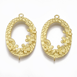 Без Покрытия Соединители латунные звенья, без никеля , овальные, сырой (без покрытия), 40.5x24x6 мм, Отверстие : 1 мм & 2 мм