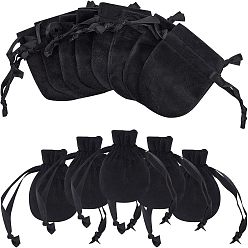 Черный Бархат ювелирных мешки сумки, подарочный пакет, чёрные, 10 см