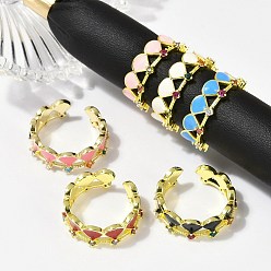 (52) Непрозрачная лаванда Кольца-манжеты из латуни с микропаве из кубического циркония и эмалью для женщин, без кадмия, без никеля и без свинца, вентилятор, реальный 18 k позолоченный, разноцветные, внутренний диаметр: регулируемый