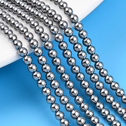 Темно-Серый Выпечка из окрашенного перламутрового стекла жемчужные бусинки, круглые, темно-серый, 3 мм, отверстие : 0.6 мм, около 135~136 шт / нитка, 15.75~16.14 дюйм (40~41 см)