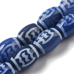Bat Нити синих бусин дзи в тибетском стиле, окрашенные естественный агат бисер пряди, рис, летучая мышь, 13.5~14x10~10.5 мм, отверстие : 1 мм, около 25 шт / нитка, 13.58 дюйм (34.5 см)