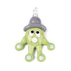 Светло-зеленый Подвески лэмпворк ручной работы, прелести осьминога, светло-зеленый, 43~47.5x30.5~33.5x9.5~12 мм, отверстие : 3.5~4.5 мм