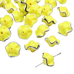 Желтый Юбка ручной работы из бисера лэмпворк, браслет из бисера своими руками, ювелирные аксессуары, желтые, 17x12 мм