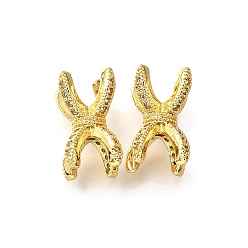 Настоящее золото 18K Латунные микропаве прозрачные кубические бусины, Двухсторонняя, X форму, реальный 18 k позолоченный, 12x9 мм, отверстие : 1 мм