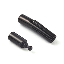 Черный Цвет Металла 304 застежка из нержавеющей стали с байонетным кольцом, металлический черный , 25~25.5x4.5~5x4 мм, отверстие : 1.8~2 мм