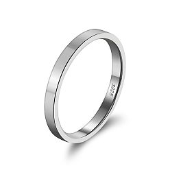 Платина 925 простые кольца из стерлингового серебра с родиевым покрытием, с печатью s925, платина, широк: 2 мм, размер США 7 (17.3 мм)