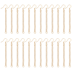 Plaqué 18K Or Véritable 20paire 316 apprêts de boucles d'oreilles créoles en acier inoxydable chirurgical, réel 18 k plaqué or, 69mm
