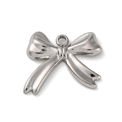 Нержавеющая Сталь Цвет Не тускнеющие 304 подвески из нержавеющей стали, очарование бантом, цвет нержавеющей стали, 18.5x22x3 мм, отверстие : 2 мм