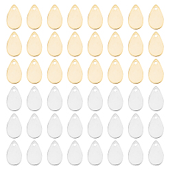 Золотой & Серебряный 60 шт 2 цвета латунные подвески, слеза, золотой и серебряный, 10x6x0.5 мм, отверстие : 1 мм, 30 шт / цвет