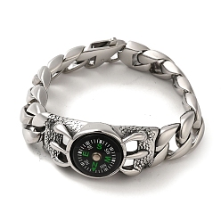 Античное Серебро 304 браслеты-цепочки с кубинскими звеньями из нержавеющей стали для женщин и мужчин, античное серебро, 8-3/8 дюйм (21.3 см)