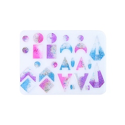 Белый DIY силиконовые формы кулон, формы для литья смолы, для уф-смолы, изготовление ювелирных изделий из эпоксидной смолы, неправильная геометрия, белые, 160x218x4 мм, внутренний диаметр: 11~62x9~38 мм