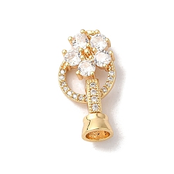 Прозрачный Латунные микро проложить кубического циркония раз за застежками, без никеля , со стеклом, цветок, прозрачные, 22 мм, отверстие : 4.5 мм