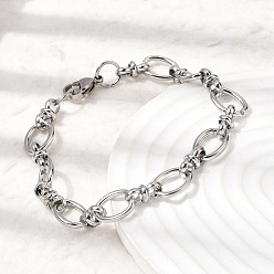 Нержавеющая Сталь Цвет 201 из нержавеющей стали овальной звено цепи браслеты для мужчин, цвет нержавеющей стали, 8.66 дюйм (22 см)