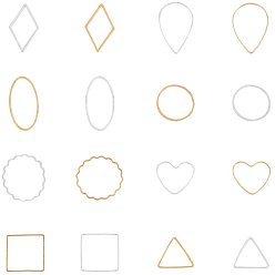 Золотой & Серебряный Латунные соединительные колечки, разнообразные, золотой и серебряный, 10.8x7.4x1.8 см