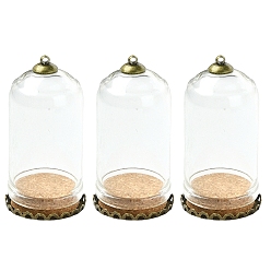 (52) Непрозрачная лаванда 10 крышка стеклянного купола шт., колпак, с пробковой основой, для кукольного дома контейнер, сушеные цветы дисплей украшения, с 10шт. латунных оправ для кабошонов и латунных колпачков для подвесок., разноцветные, 44.5x25 мм, Емкость: около 9 мл (0.3 жидких унций)