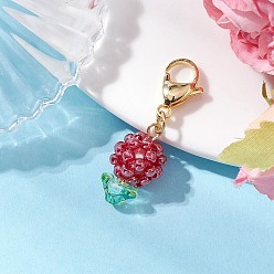 (123L) Белый крем непрозрачный блеск Цветочные стеклянные бусины бисерные подвески украшения, с золотым оттенком 304 застежки-карабины из нержавеющей стали, огнеупорный кирпич, 37 мм