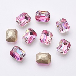 Камелия K 9 кабошоны из стеклянного страза, блестящий лазерный стиль, имитация австрийский хрусталь, задние и задние, граненые, прямоугольные, с покрытием на задной стороне, камелия, 10x8x4 мм