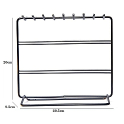 Black Rectangle Iron Jewelry Display Tower Stands, Jewelry Organizer Holder for Earrings, Bracelet, Necklace Storage, Black, 20.5x9.5x20cm